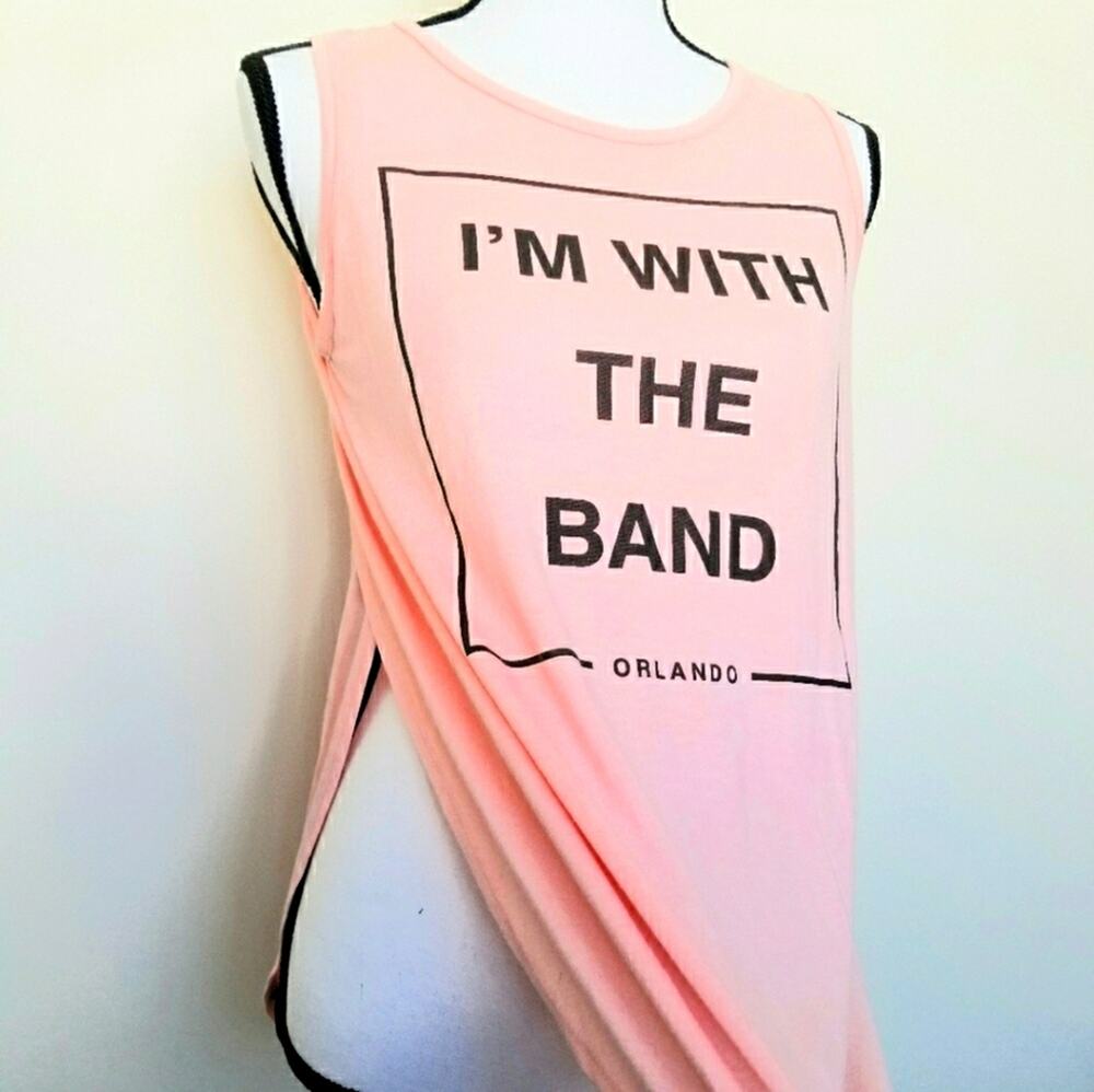 I'm with the band top Hard Rock Orlando Peach Pink Sleeveless Small